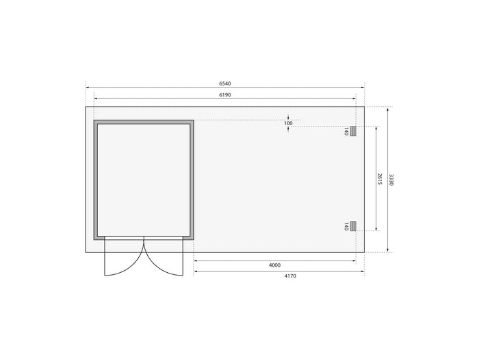 Karibu Gartenhaus Bastrup 4 mit Anbaudach 4 Meter inkl. Rückwand