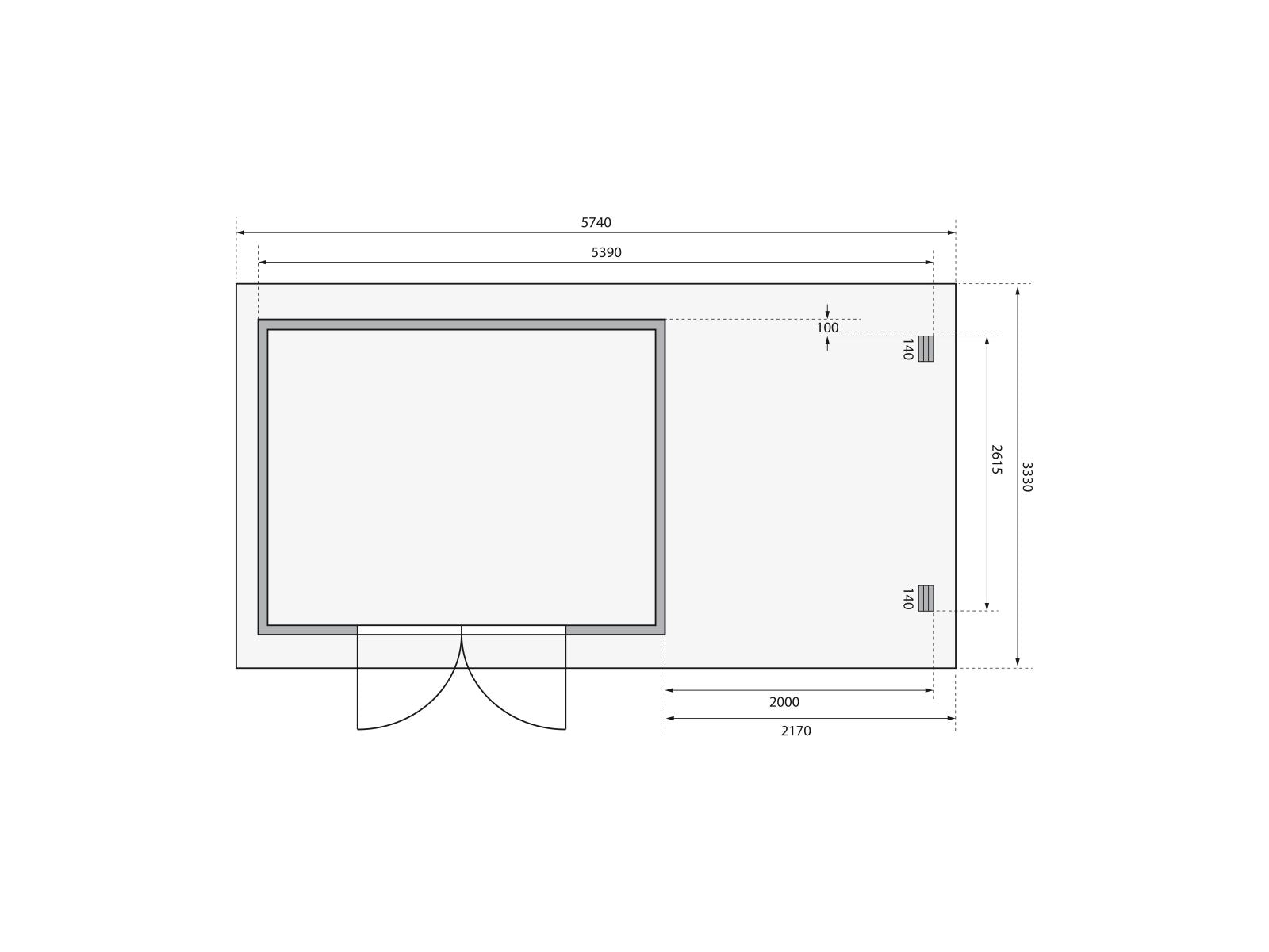 Karibu Gartenhaus Bastrup 7 mit Anbaudach 2 Meter inkl. Rückwand