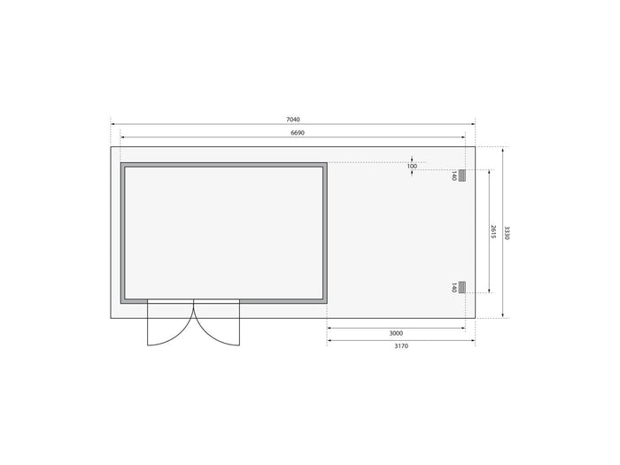 Karibu Gartenhaus Bastrup 8 mit Anbaudach 3 Meter inkl. Rückwand natur