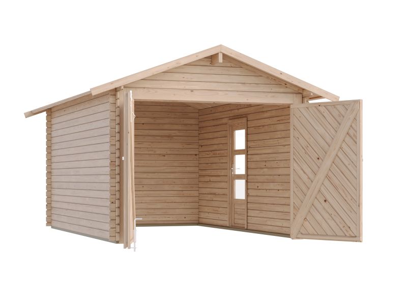 Karibu Blockbohlengarage 28 mm natur