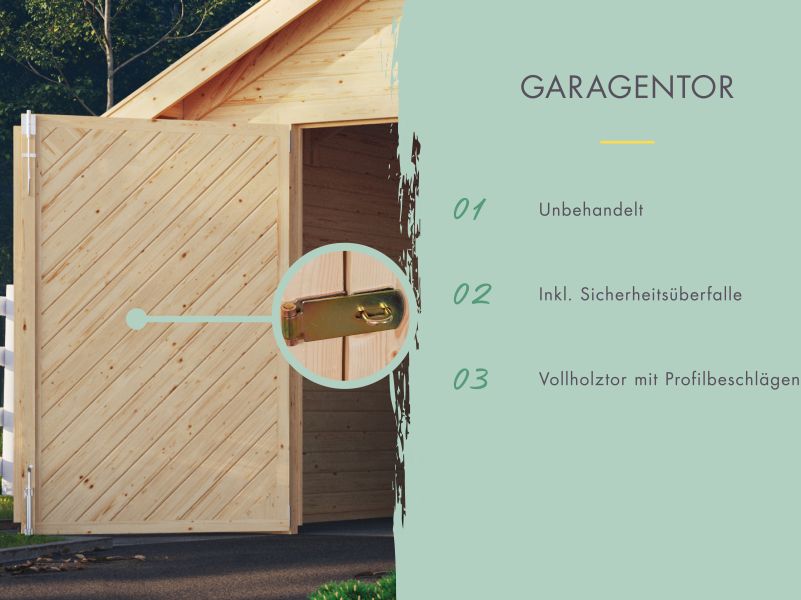 Karibu Blockbohlengarage 28 mm natur