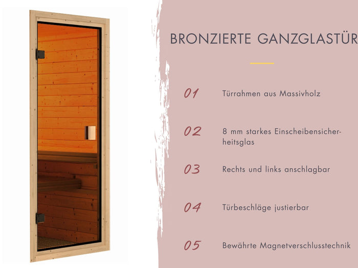 Karibu Saunahaus Mainburg 2 Set B naturbelassen, inkl. 9 kW Ofen ext. Steuerung HUUM