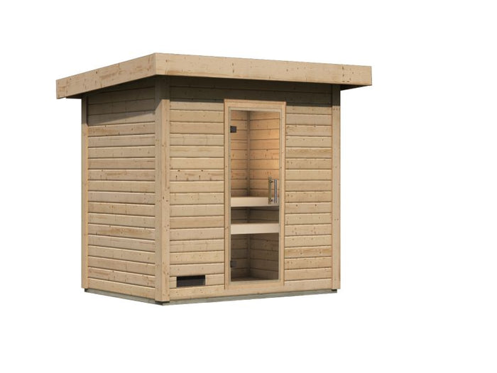 Karibu Saunahaus Caapi 2 38 mm - ohne Ofen - inkl. Klarglastür und Fußboden
