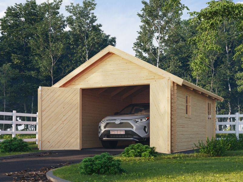 Karibu Blockbohlengarage 40 mm natur