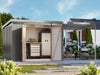 Karibu Metallgerätehaus Iridium 3 in Graualuminium, inkl. Anbaudach 2m