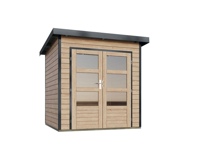Karibu Hybrid Gartenhaus Pluto 1 A, naturbelassen/anthrazit, 28 mm