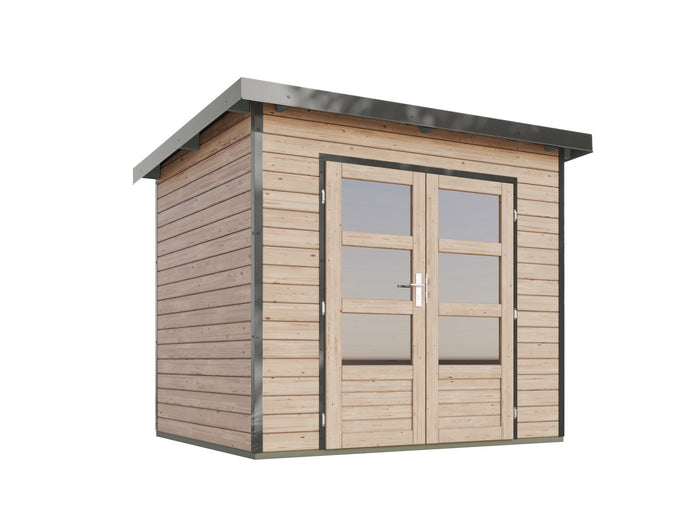 Karibu Hybrid Gartenhaus Pluto 2 A, naturbelassen/graualuminium, 28 mm