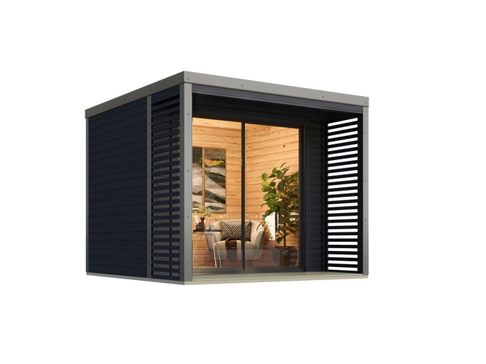 Karibu Hybrid Gartenhaus Saturn B, anthrazit/graualuminium, 38 mm, inkl. Fußboden