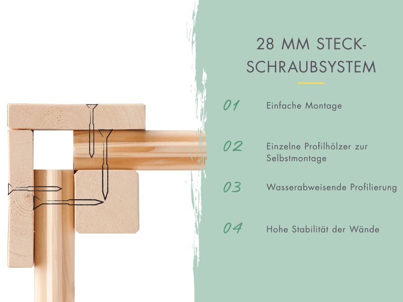 Karibu Gartenhaus Tintrup 2-Raum-Haus natur 28 mm