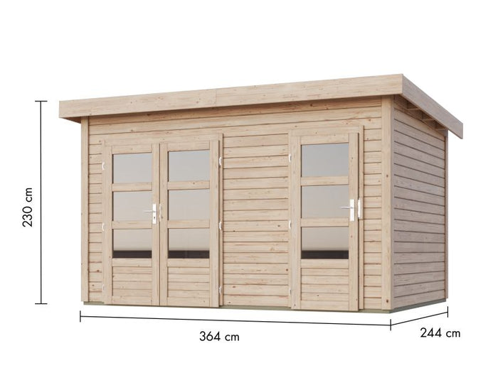 Karibu Gartenhaus Tintrup 2-Raum-Haus natur 28 mm