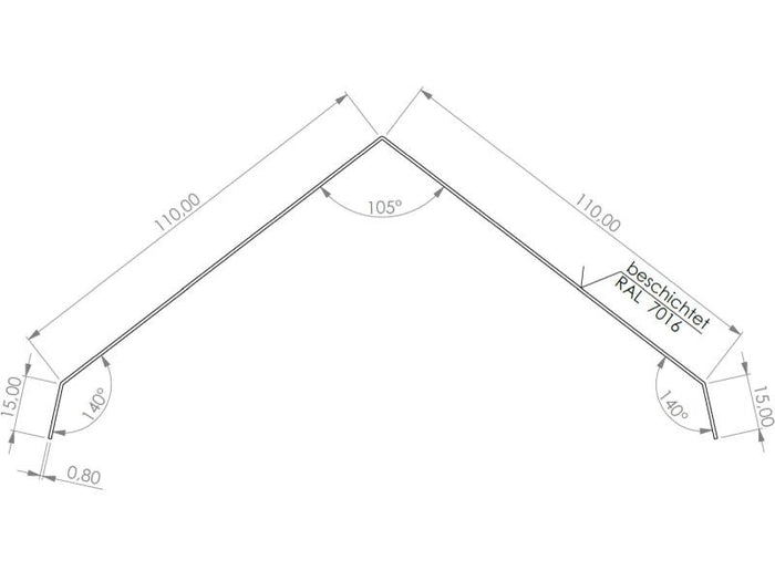 Aluminium Firstabdeckung Typ 6 200 cm - 1 Stück
