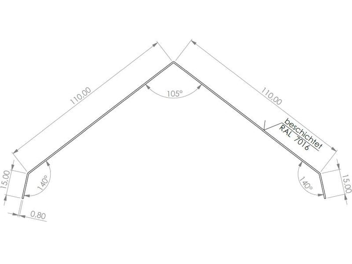 Aluminium Firstabdeckung Typ 6 200 cm - 5 Stück