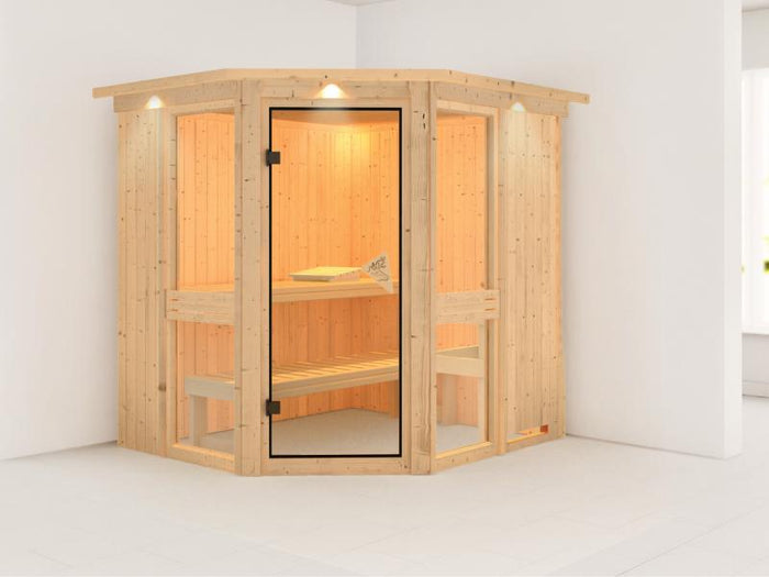 Amelia 1 - Karibu Sauna ohne Ofen - mit Dachkranz -