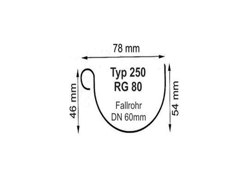 Dachrinnen Set 482Bx für RG 80, braun 6 x 300 cm, 6-Eck-Dach