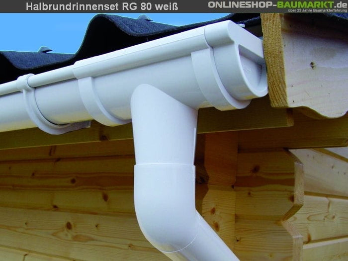 Dachrinnen Set RG 80 weiß 350/200/200 cm Fünfeck