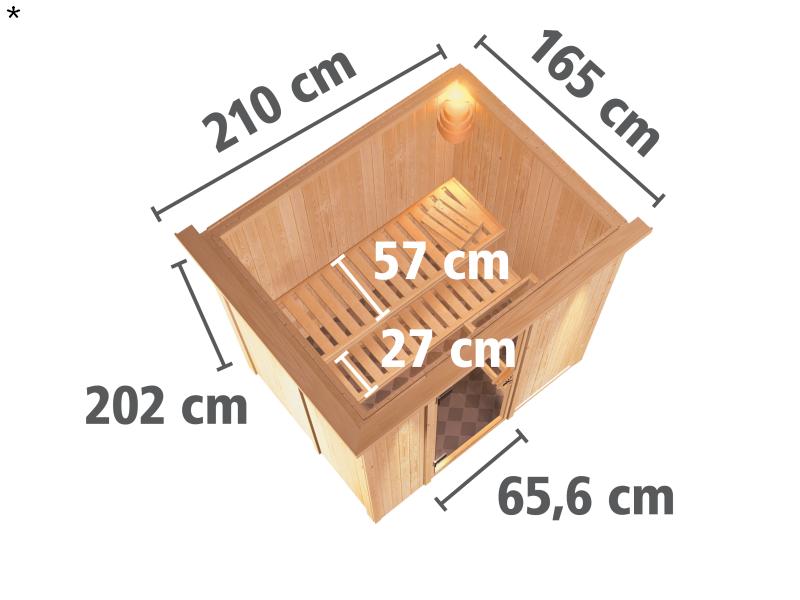 Fanja - Karibu Sauna Plug & Play ohne Ofen - mit Dachkranz -