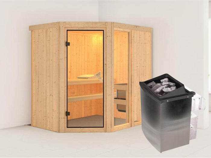 Fiona 1 - Karibu Sauna inkl. 9-kW-Ofen - ohne Dachkranz -