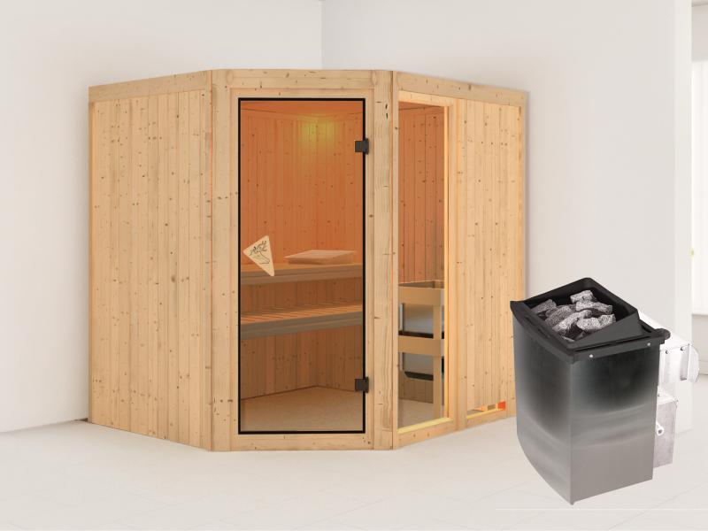 Fiona 2 - Karibu Sauna inkl. 9-kW-Ofen - ohne Dachkranz -