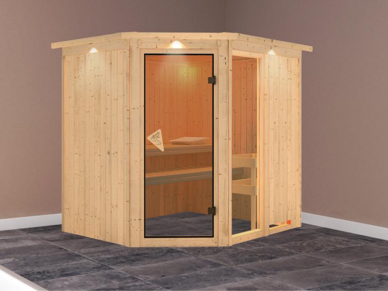 Fiona 2 - Karibu Sauna ohne Ofen - mit Dachkranz -