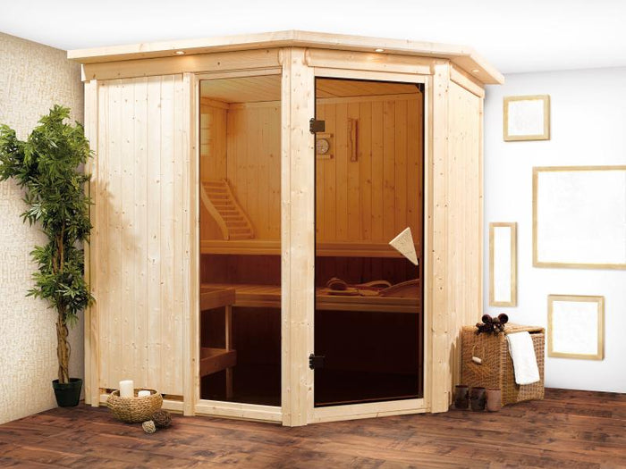 Fiona 2 - Karibu Sauna ohne Ofen - mit Dachkranz -