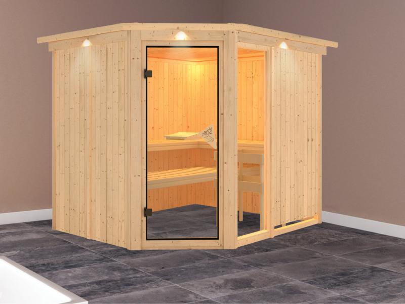 Fiona 3 - Karibu Sauna ohne Ofen - mit Dachkranz -