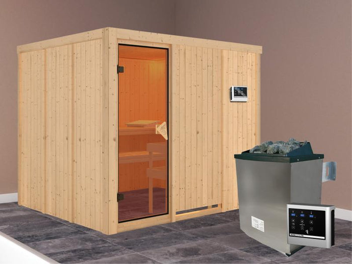 Gobin - Karibu Sauna inkl. 9-kW-Ofen - ohne Dachkranz -