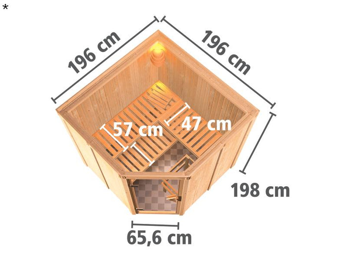 Jarin - Karibu Sauna ohne Ofen - ohne Dachkranz -