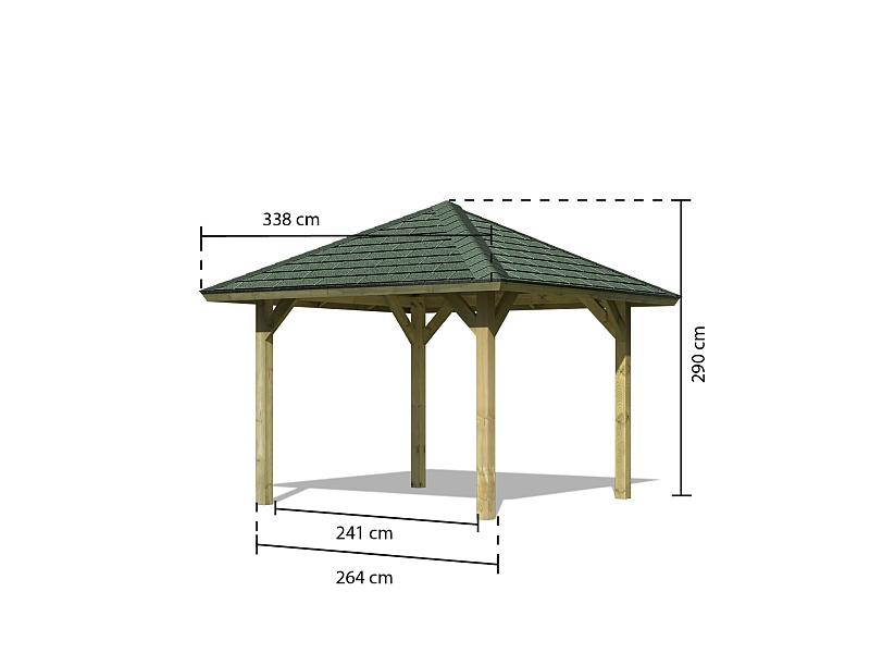 Karibu 4-Eck Pavillon Classic Bergen 1 kdi Sparset inkl. Schindeln