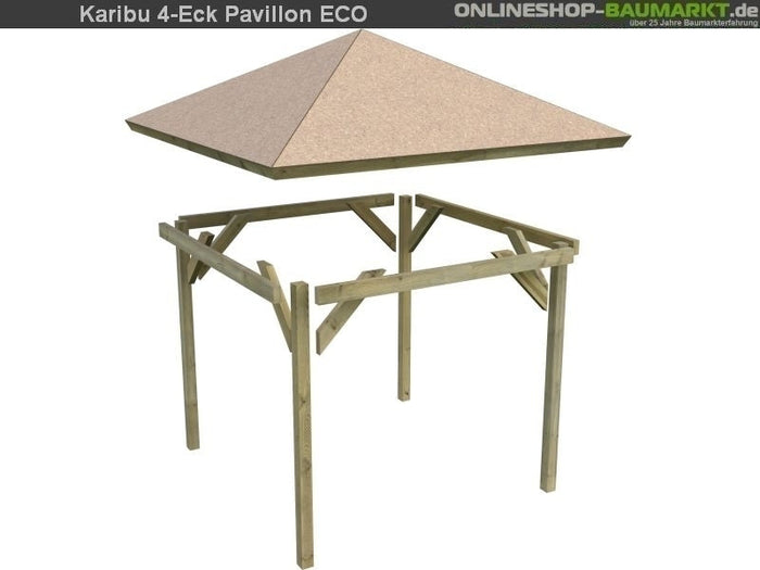 Karibu 4-Eck Pavillon Eco Cordoba Sparset inkl. Schindeln