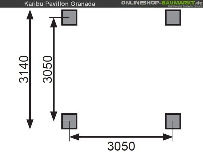 Karibu 4-Eck Pavillon Eco Granada Sparset inkl. Schindeln