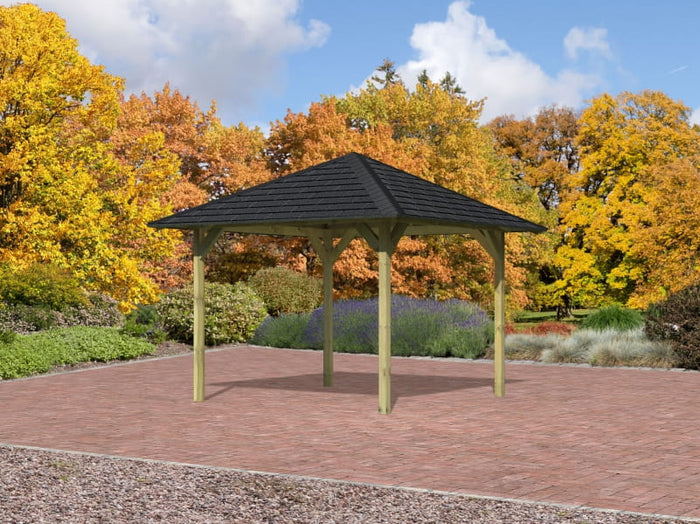 Karibu 4-Eck Pavillon Eco Sevilla Sparset inkl. Schindeln