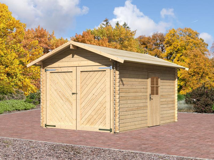 Karibu Blockbohlengarage 28 mm natur