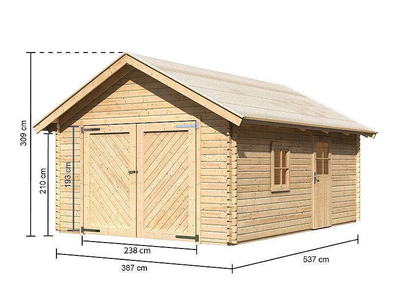 Karibu Blockbohlengarage 40 mm natur