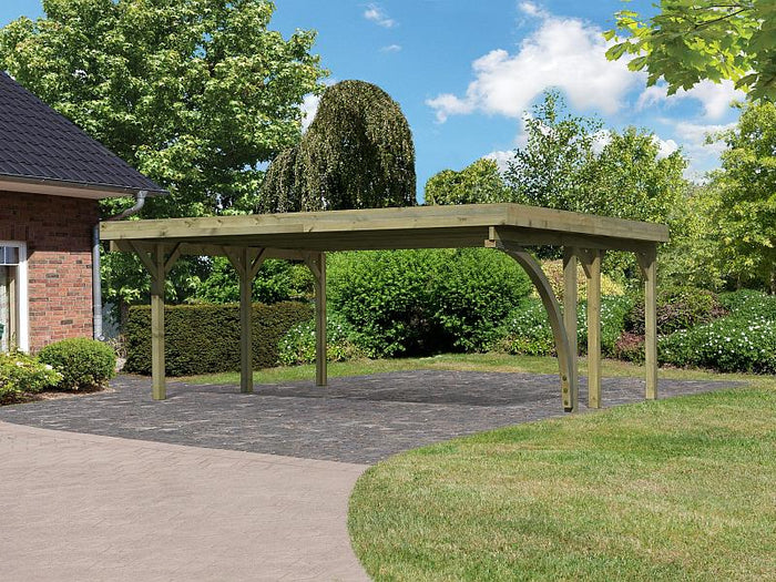 Karibu Carport Classic Doppel 1 mit 1 Einfahrtsbogen kdi