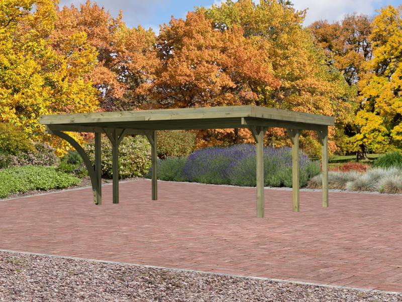 Karibu Carport Classic Doppel 1 mit 1 Einfahrtsbogen kdi