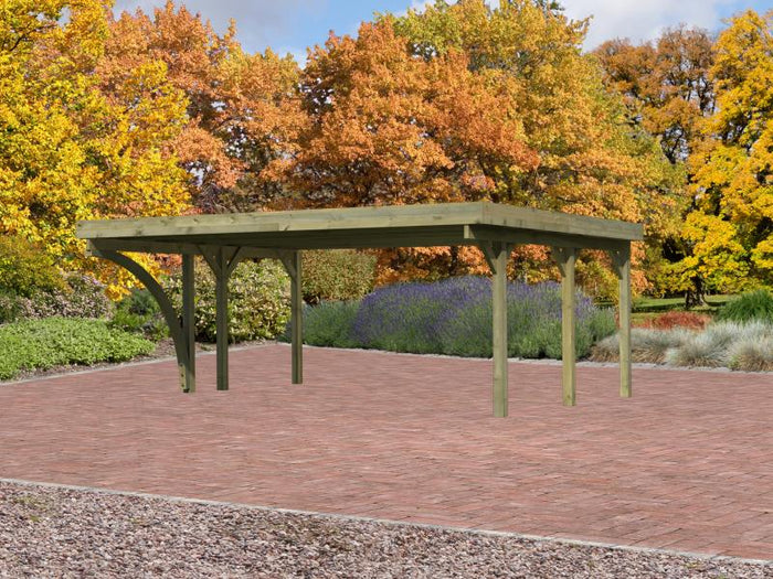 Karibu Carport Classic Doppel 1 mit 1 Einfahrtsbogen kdi