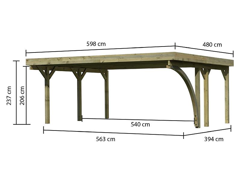 Karibu Carport Classic Doppel 1 mit 1 Einfahrtsbogen kdi