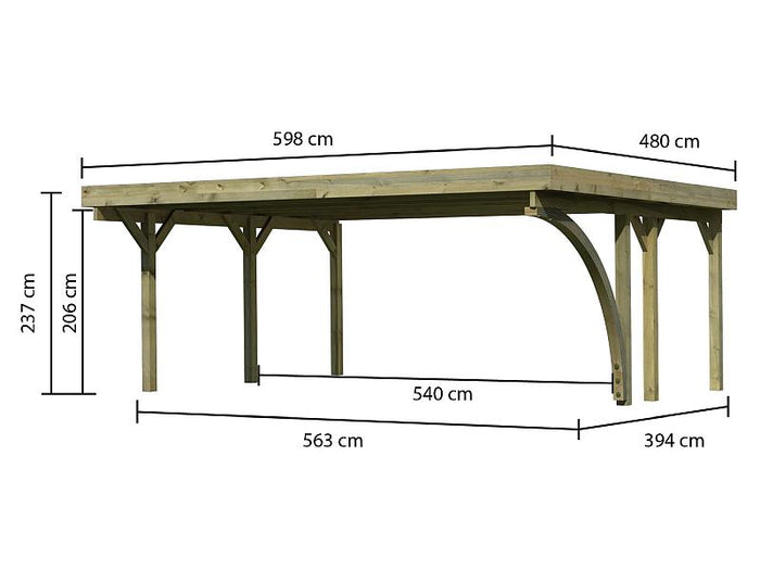 Karibu Carport Classic Doppel 1 mit 1 Einfahrtsbogen kdi