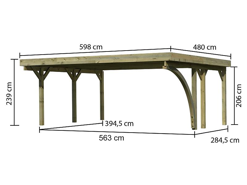 Karibu Carport Classic Doppel 1 mit 1 Einfahrtsbogen kdi