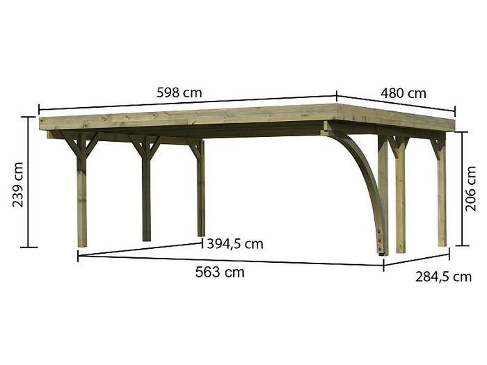 Karibu Carport Classic Doppel 1 mit 1 Einfahrtsbogen kdi