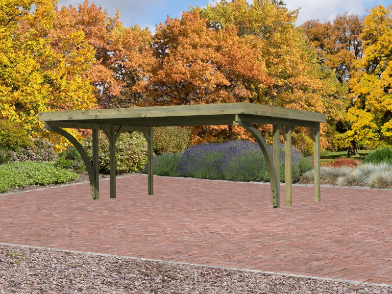 Karibu Carport Classic Doppel 1 mit 2 Einfahrtsbögen kdi