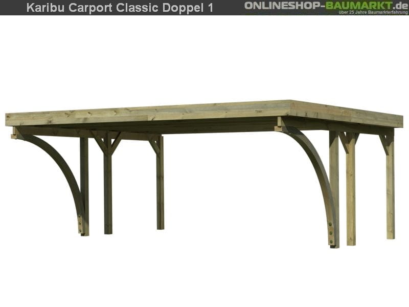Karibu Carport Classic Doppel 1 mit 2 Einfahrtsbögen kdi