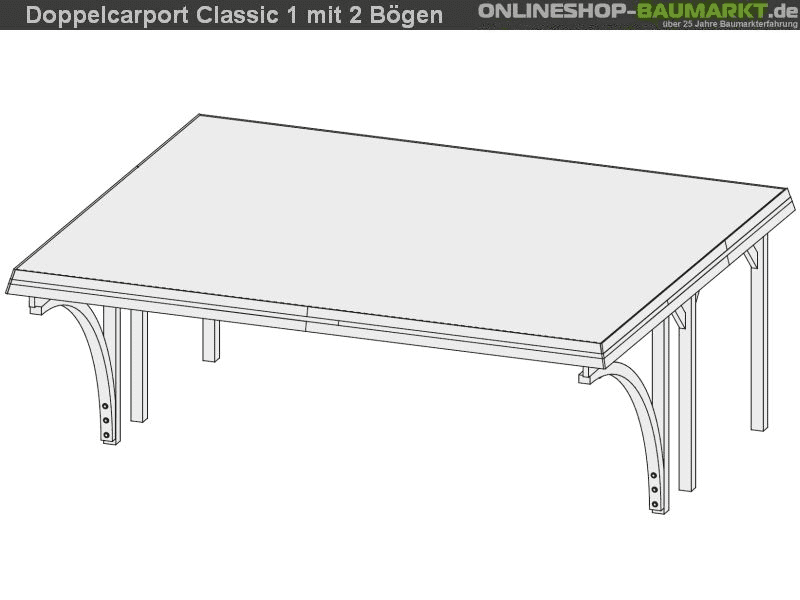 Karibu Carport Classic Doppel 1 mit 2 Einfahrtsbögen kdi