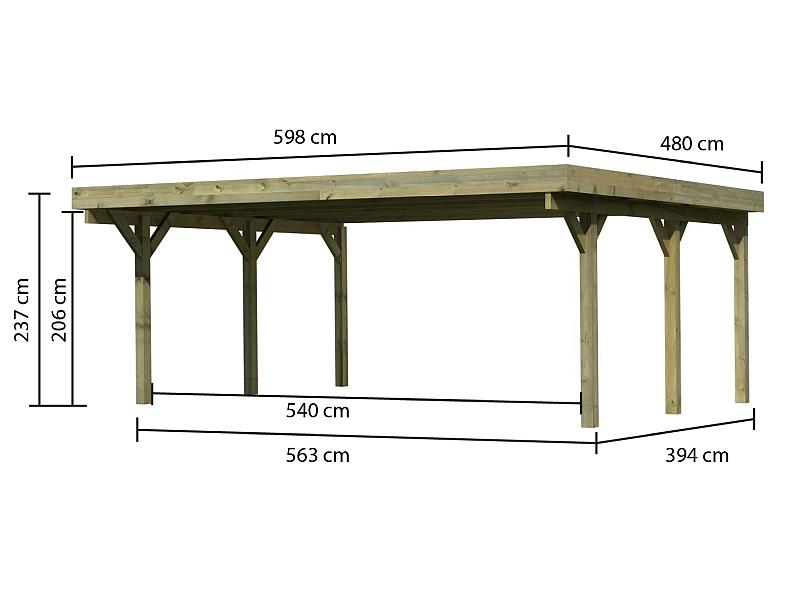 Karibu Carport Classic Doppel 1 ohne Einfahrtsbogen kdi