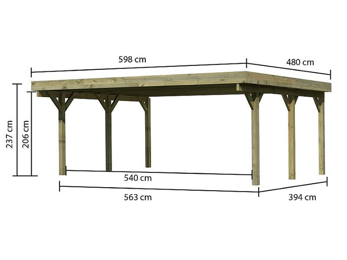 Karibu Carport Classic Doppel 1 ohne Einfahrtsbogen kdi