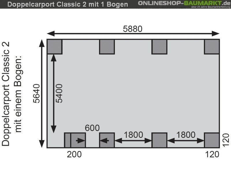 Karibu Carport Classic Doppel 2 mit 1 Einfahrtsbogen kdi