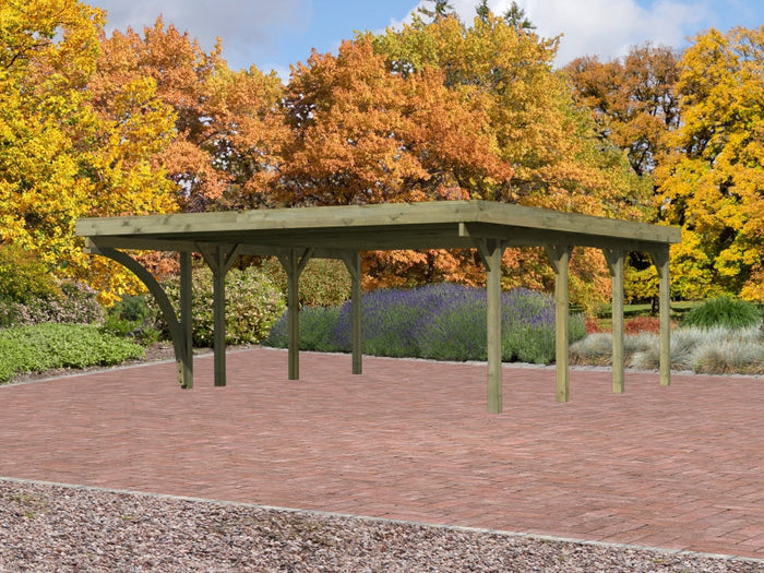 Karibu Carport Classic Doppel 2 mit 1 Einfahrtsbogen kdi
