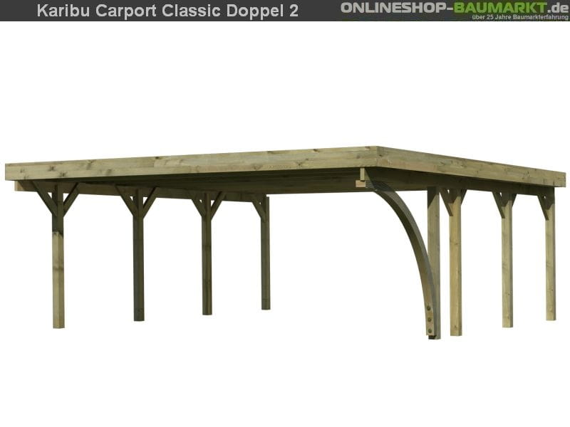 Karibu Carport Classic Doppel 2 mit 1 Einfahrtsbogen kdi