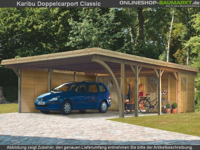 Karibu Carport Classic Doppel 2 mit 1 Einfahrtsbogen kdi