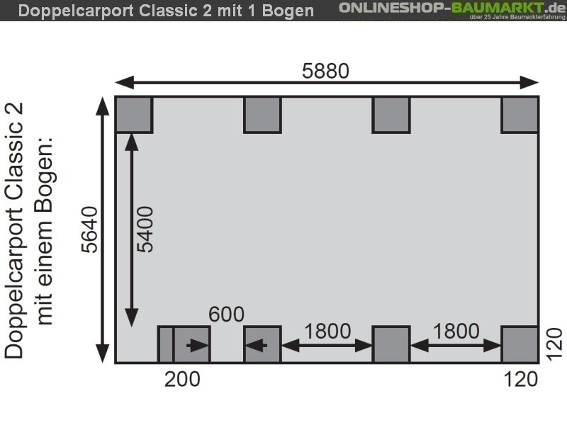 Karibu Carport Classic Doppel 2 mit 1 Einfahrtsbogen kdi